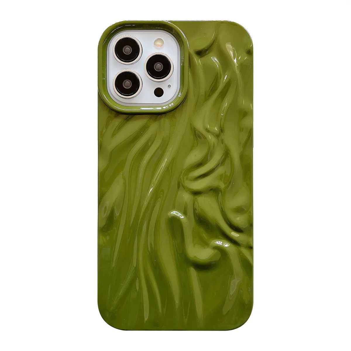White water-ripple TPU phone case with all-inclusive shape for iPhone 11 to 17 Pro Max