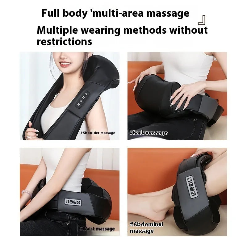 Black multifunctional household neck massager with handheld remote control