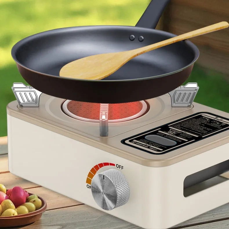 White stainless steel portable infrared gas stove for outdoor windproof cooking