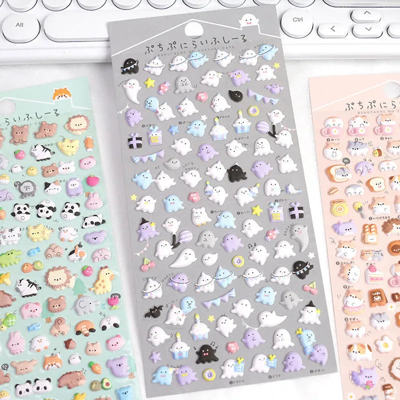 Cartoon animal foam bubble sticker with 3D texture for phone case decoration