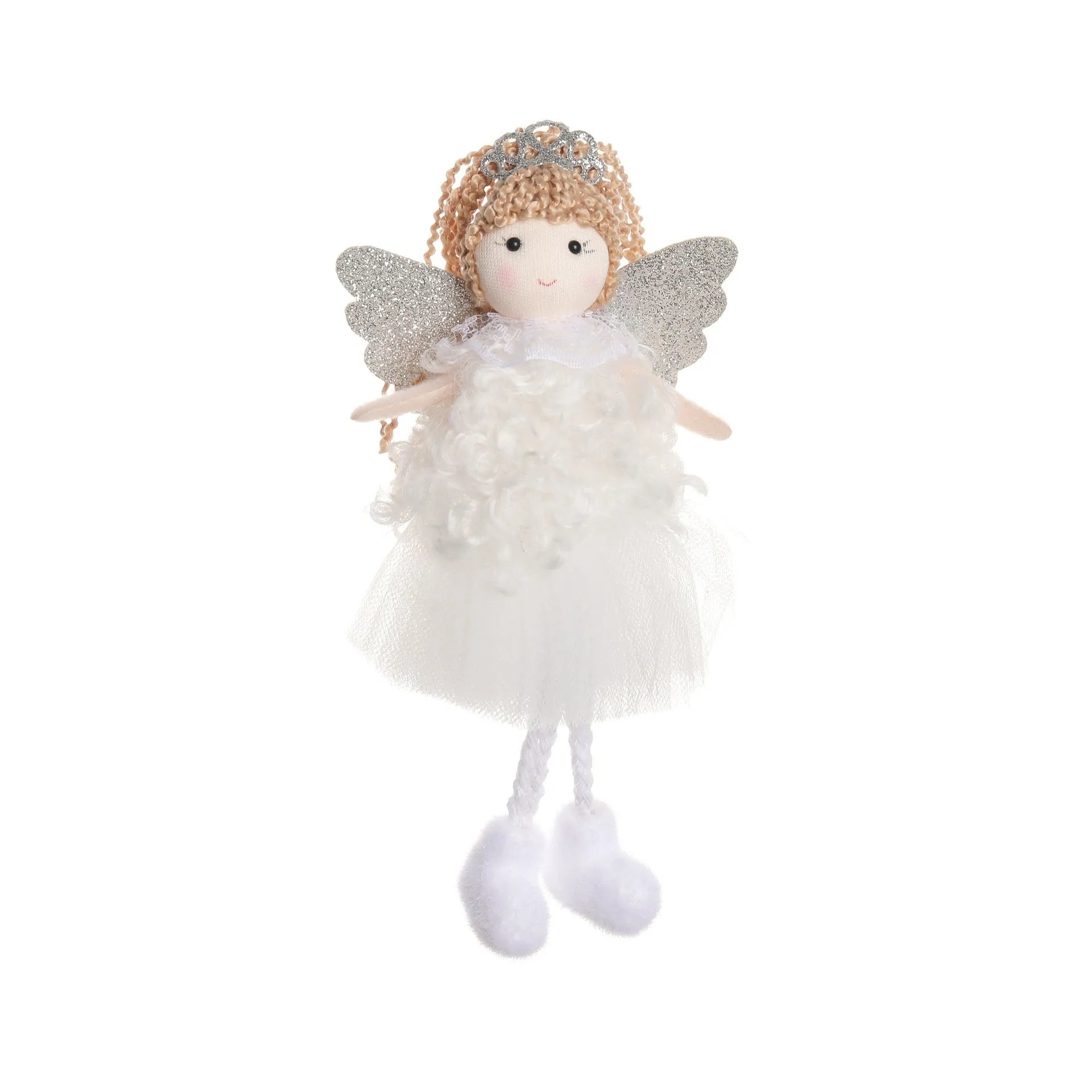 Cartoon angel fabric hair pendant clip for Christmas high ponytails on girls.