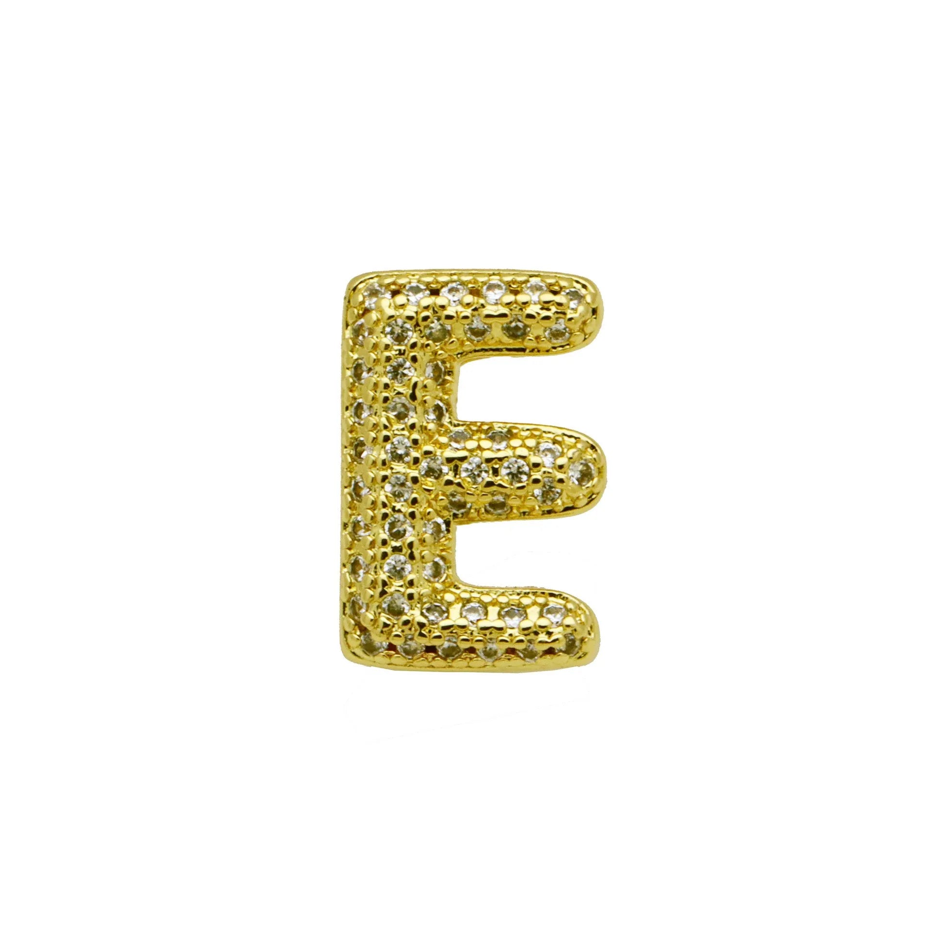 Copper letter bracelet with zirconium inlay showing detailed English character modelling in gold finish