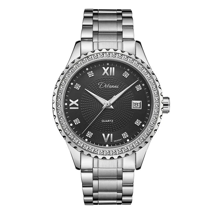 Fashionmonger men's gold and silver automatic mechanical watch with luminous hands on white and black dial.