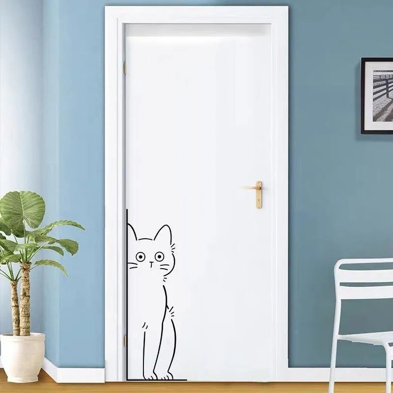 Shy kitty cute pattern PVC wall sticker for living room decoration, waterproof, available in small 28cm size