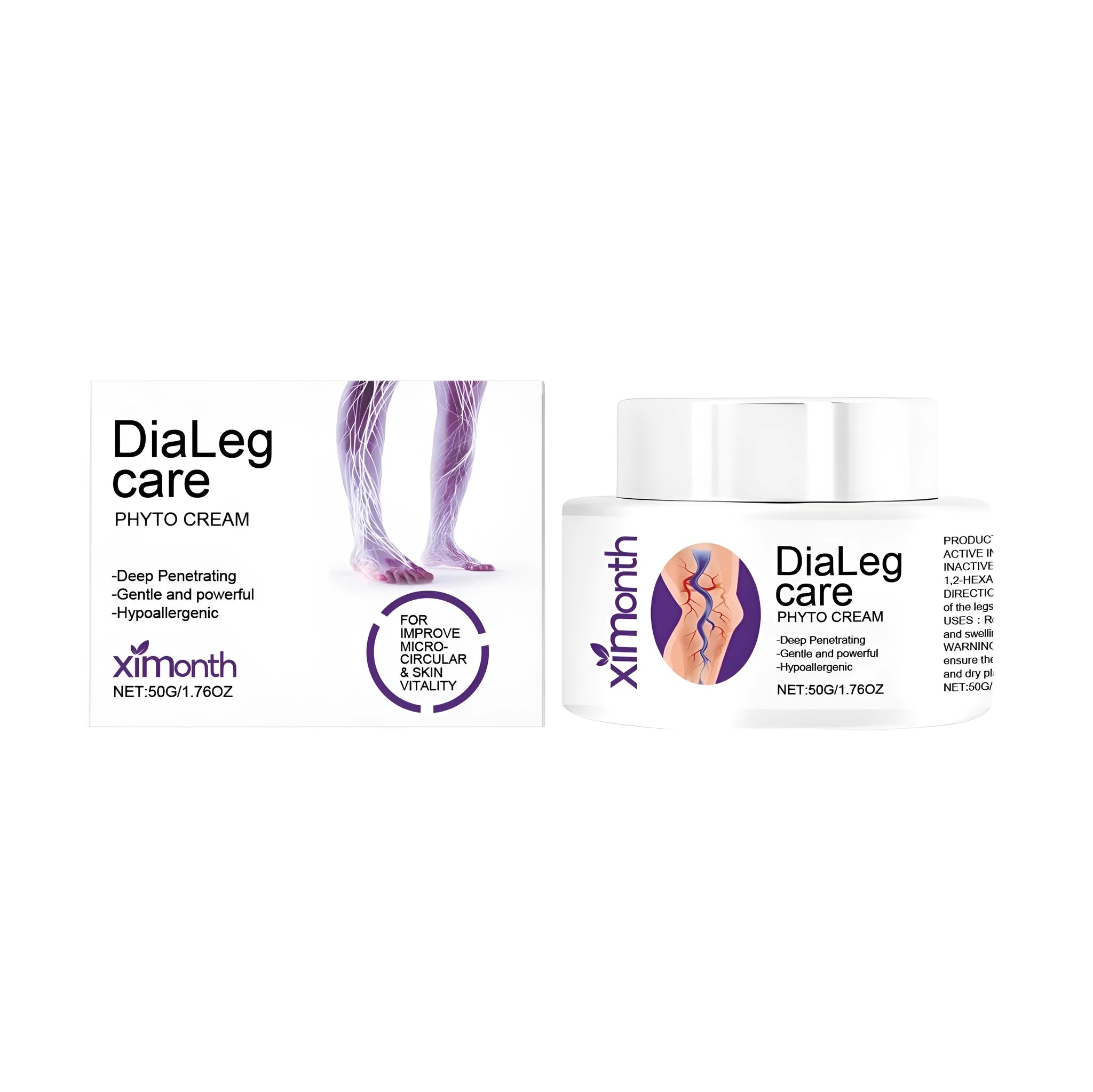 50g tube of varicose vein care cream with mint leaves and shea butter for leg application