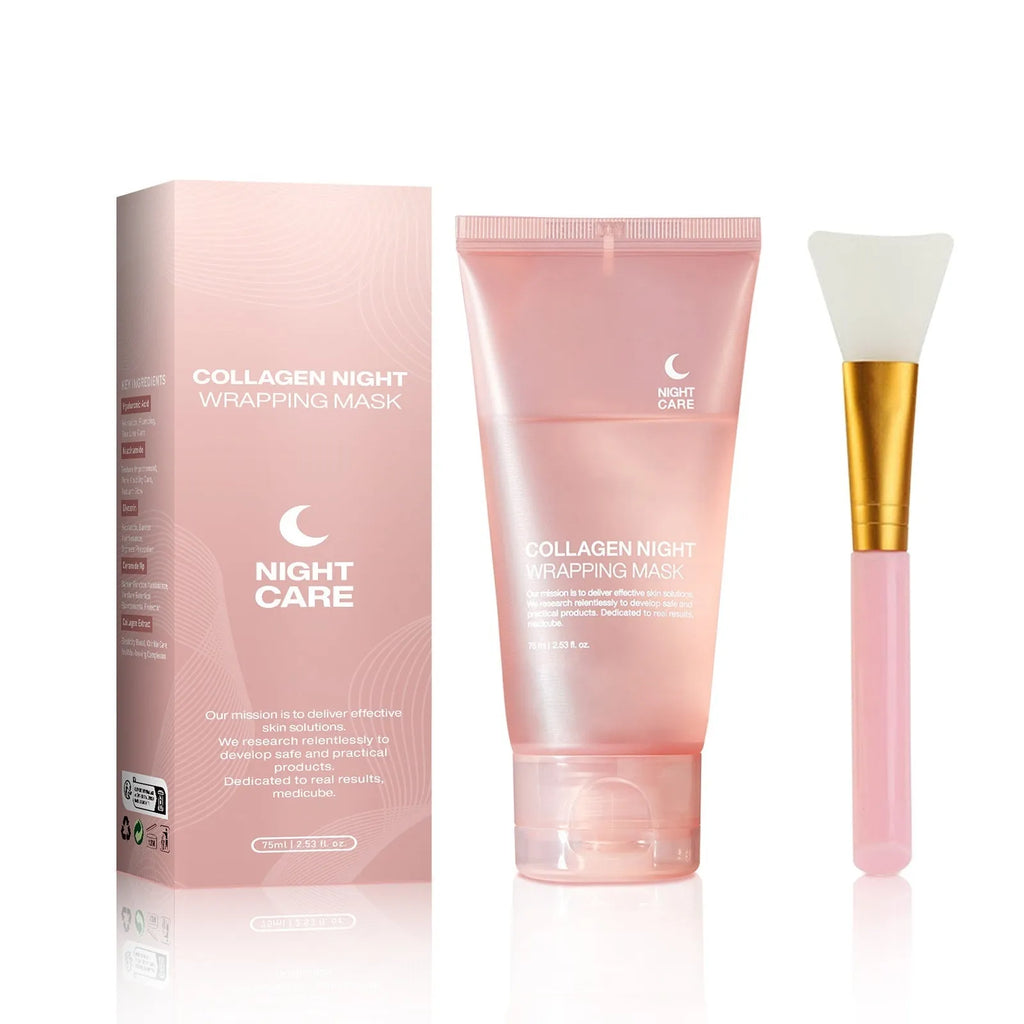 75ml collagen night face mask with application brush for overnight skin firming and hydration
