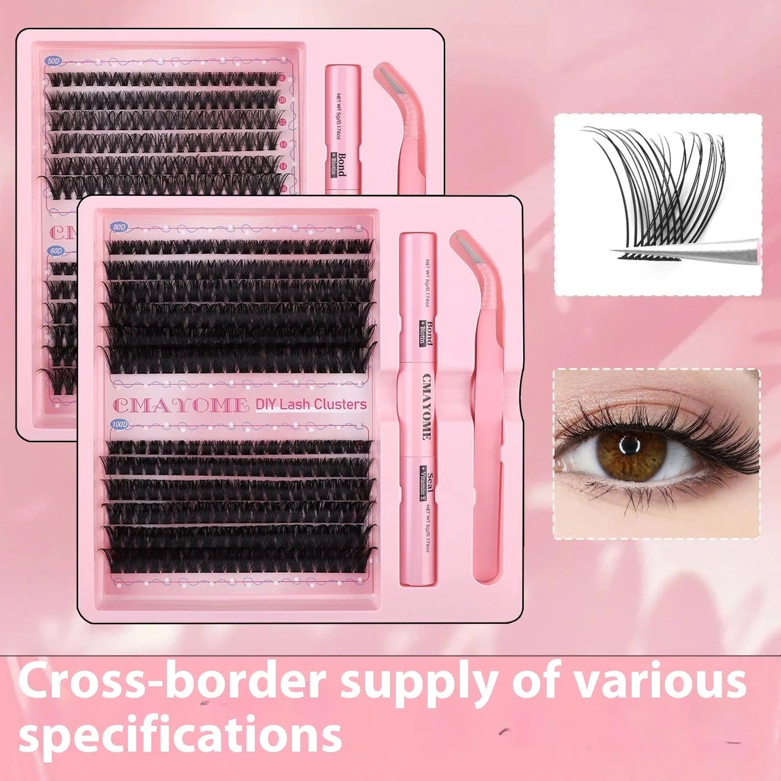 DIY single cluster false eyelashes with artificial fibre construction measuring 15.5cm length