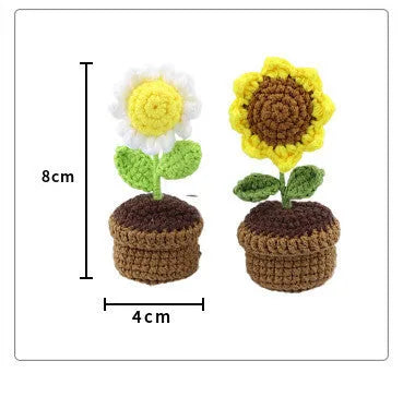 Wool car air vent aromatherapy clip with potted plant floral design in multiple colour options