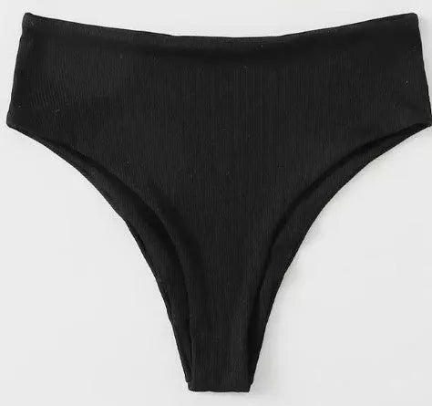 Black rose retro high-waist bikini set with tube top and swimming trunks for adult women