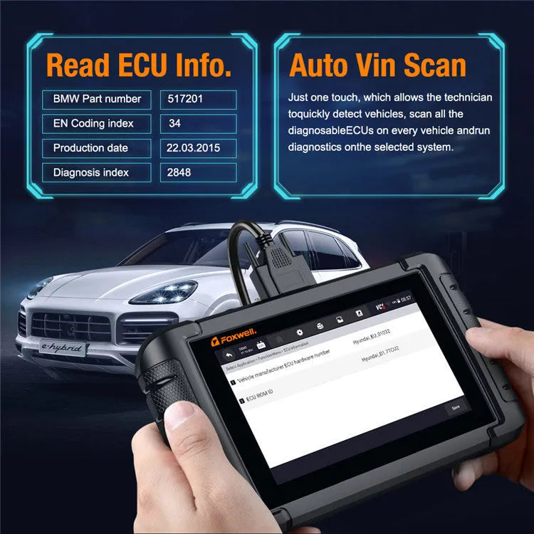 NT809 automotive diagnostic scanner main unit with OBDII adapter and accessories