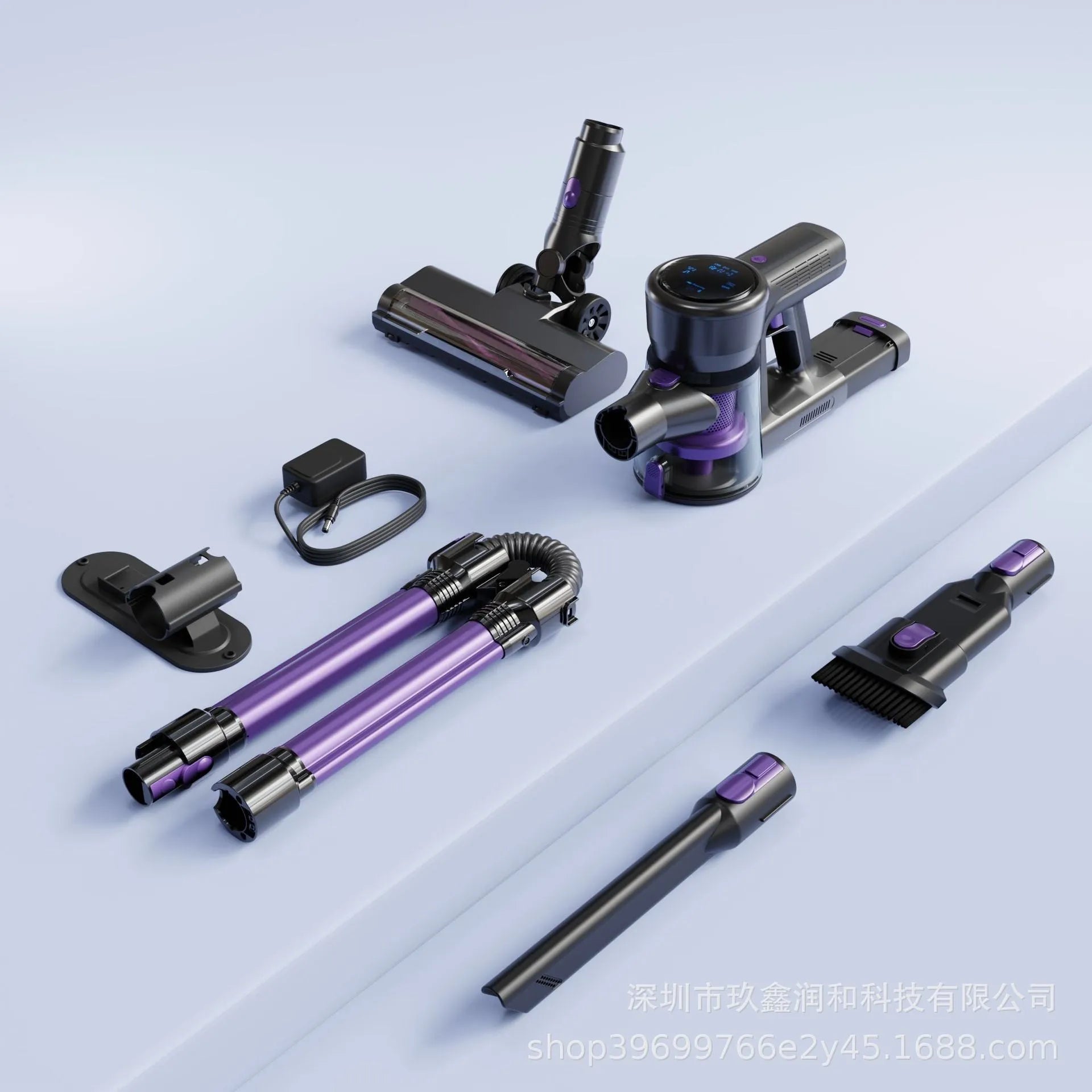 Brushless large suction foldable handheld vacuum cleaner 250W black and purple standard