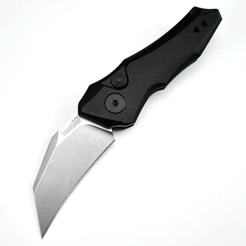 Outdoor folding knife showing black, grey, and green colour options with blade extended
