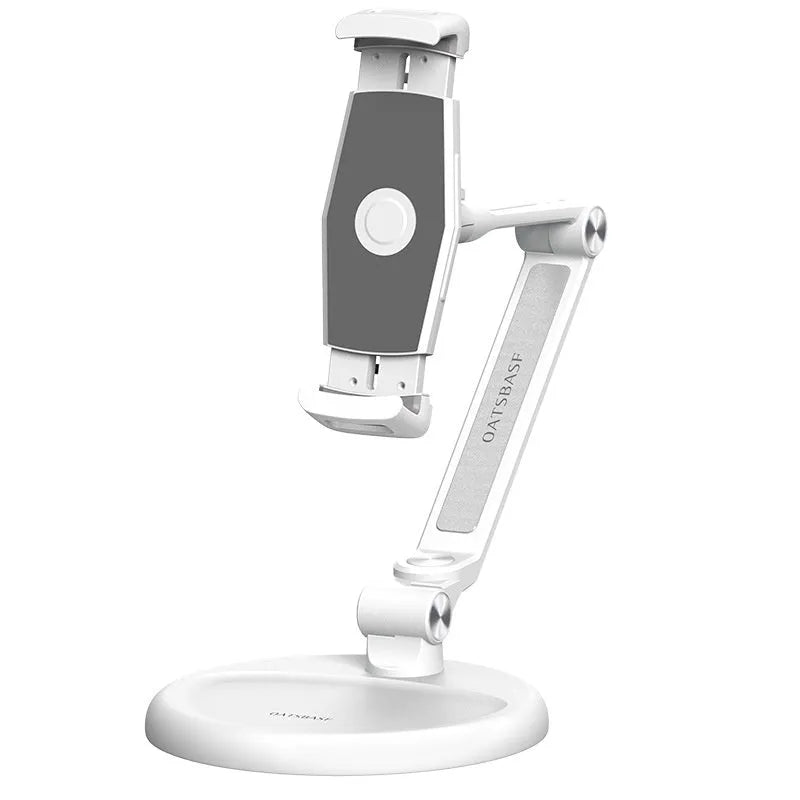 White foldable lifting desktop bracket for universal mobile phone and tablet support