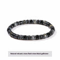 Natural grey haematite bracelet with 6mm geometric beads and blue lapis lazuli spacer option