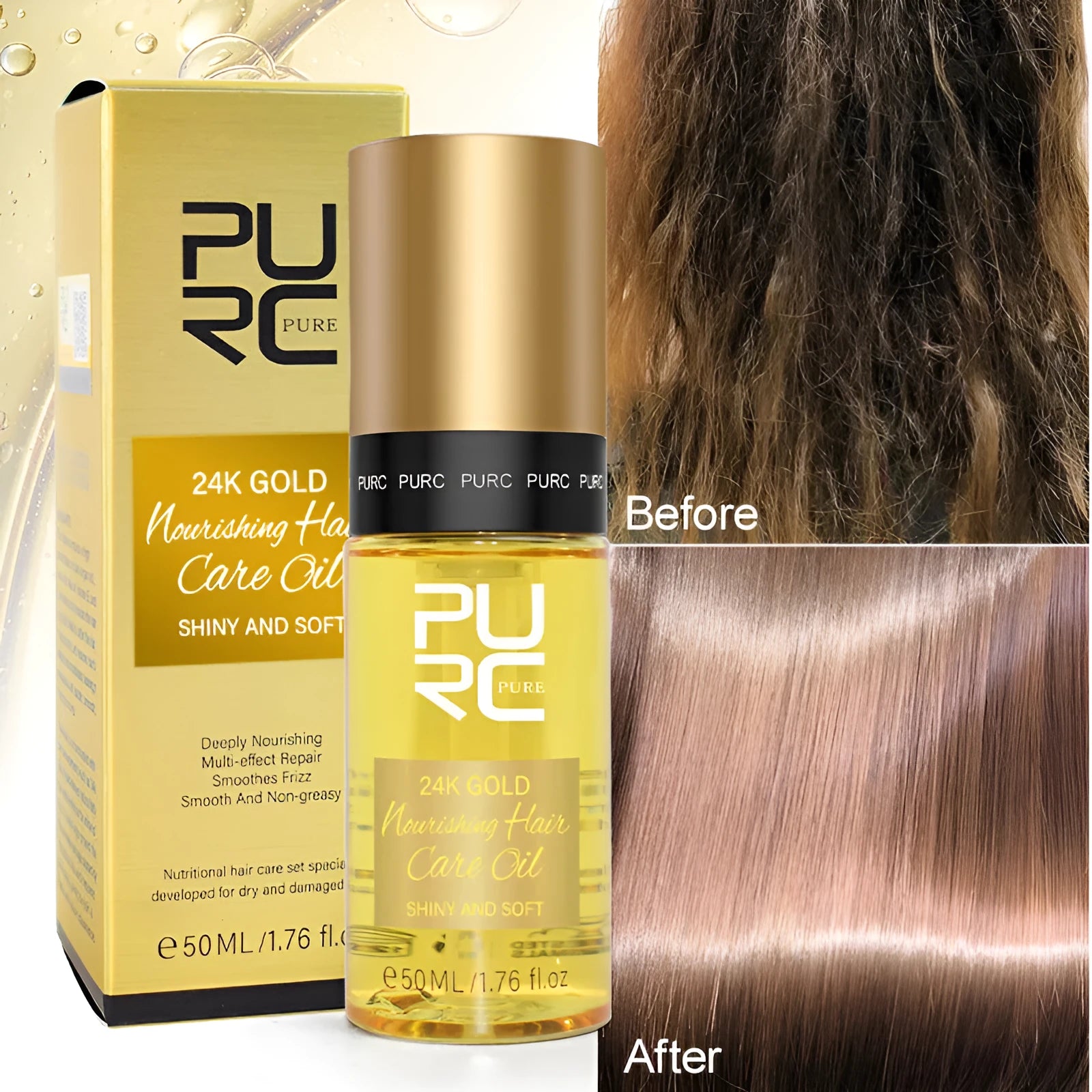 50ml yellow hair essential oil bottle for curly hair scalp care and chemical damage repair