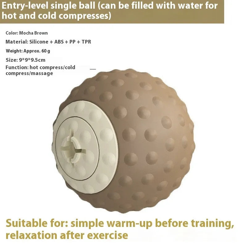 Caramel mocha double ball massage ball for cold and hot compress therapy on a foot