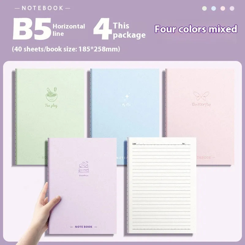 Pack of four gradient colour creative trend notebooks with 60 sheets of 75g wood-free paper each