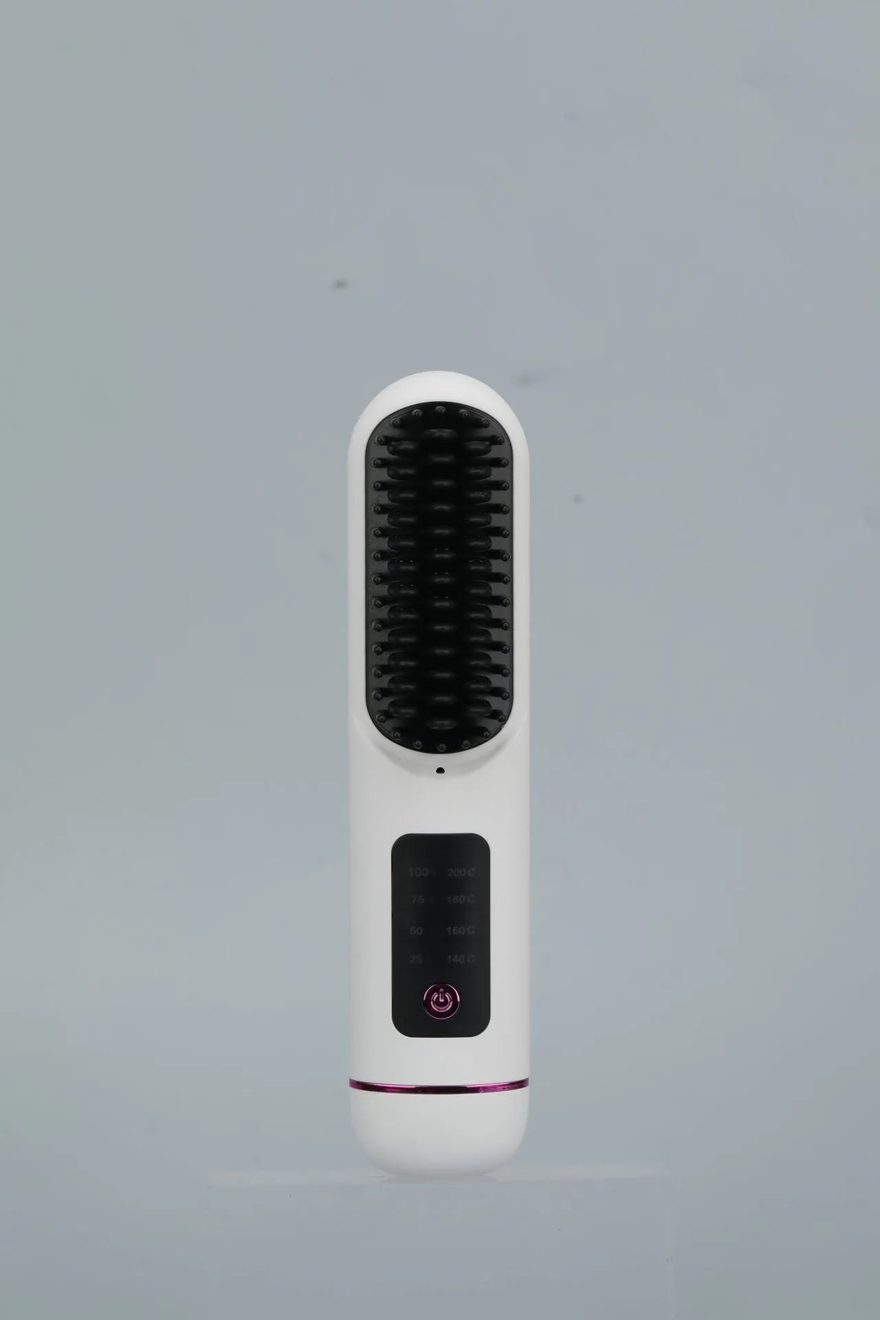 Portable negative ion hair straightening comb in blue, grey, or white.