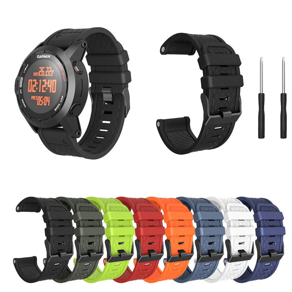 Jiaming 26mm stainless steel buckle silicone watch strap in eight colour options