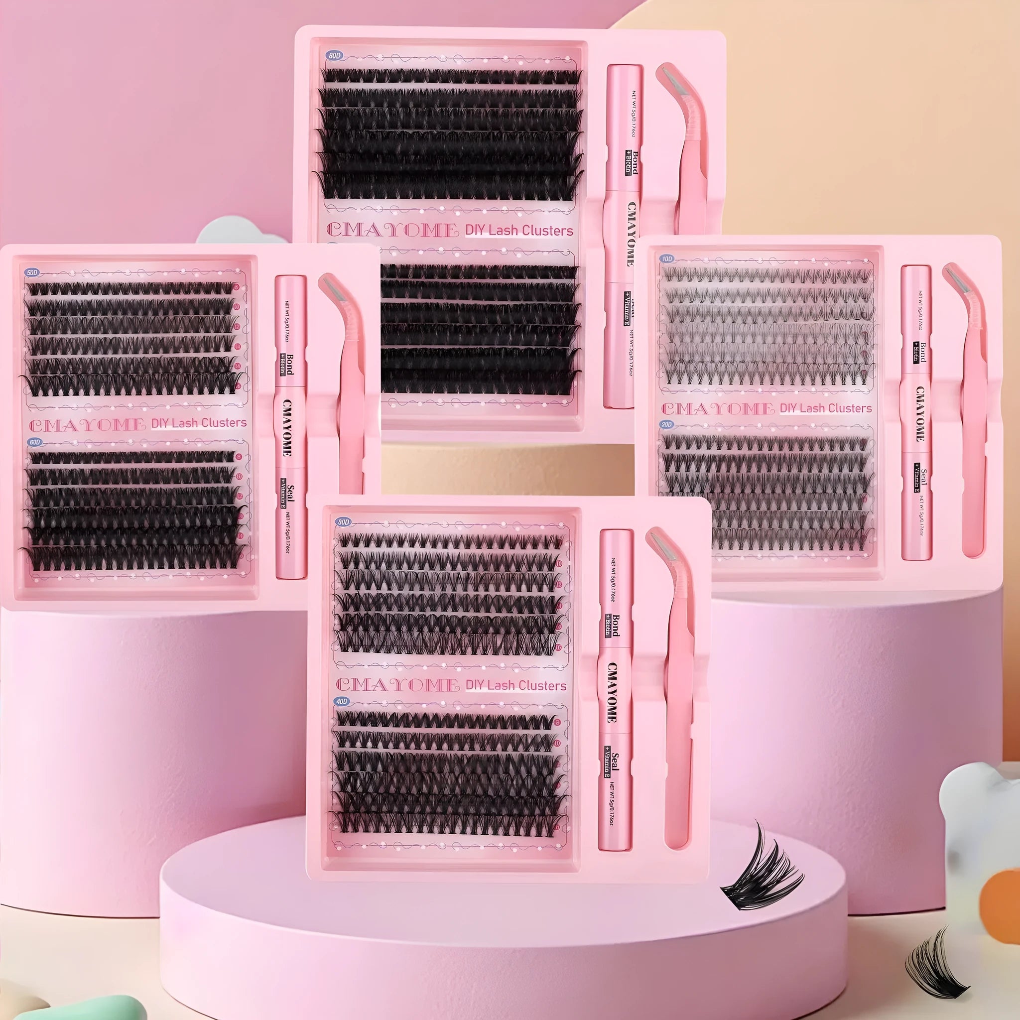 DIY single cluster false eyelashes with artificial fibre construction measuring 15.5cm length