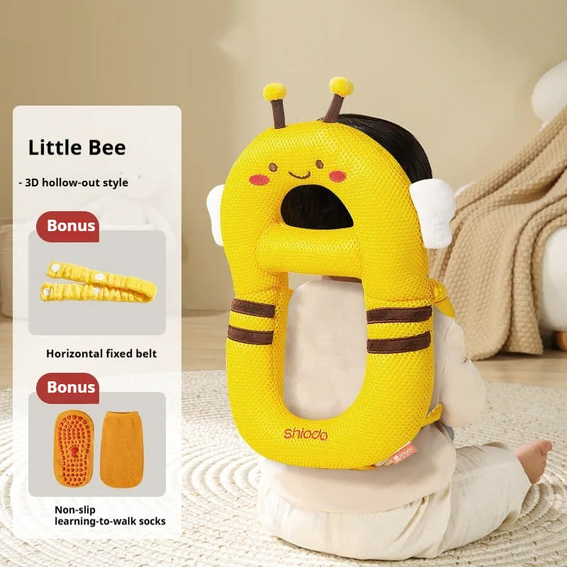 Baby anti-collision pillow and kneepad set in cartoon dinosaur, bee, rabbit, and chicken designs