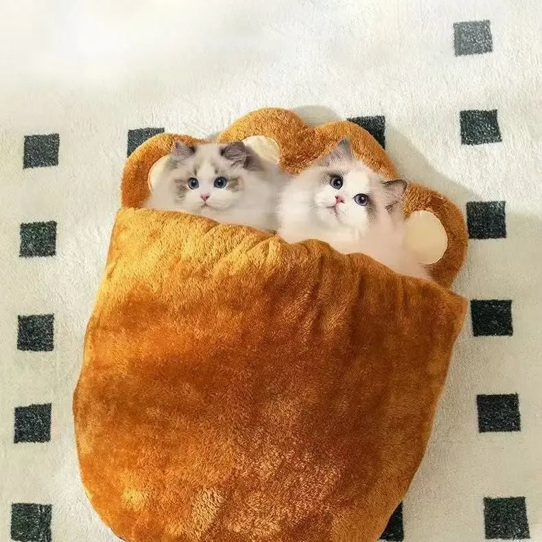 Thickened semi-enclosed dog and cat sleeping bag, cold proof winter pet bed, washable, sizes 35x45cm 50x70cm 60x80cm.
