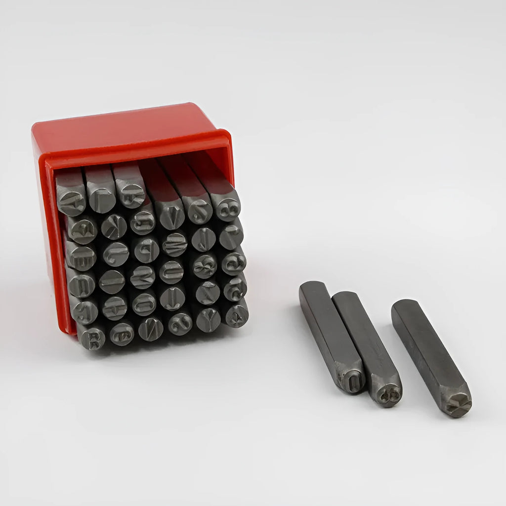 36PCS numbers and letters steel seal set in storage box for jewellery printing