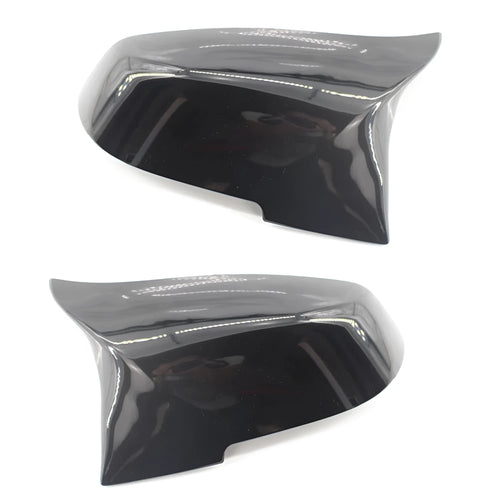Pair of paint bright black horn-shaped rearview mirror shells for BMW F-series models