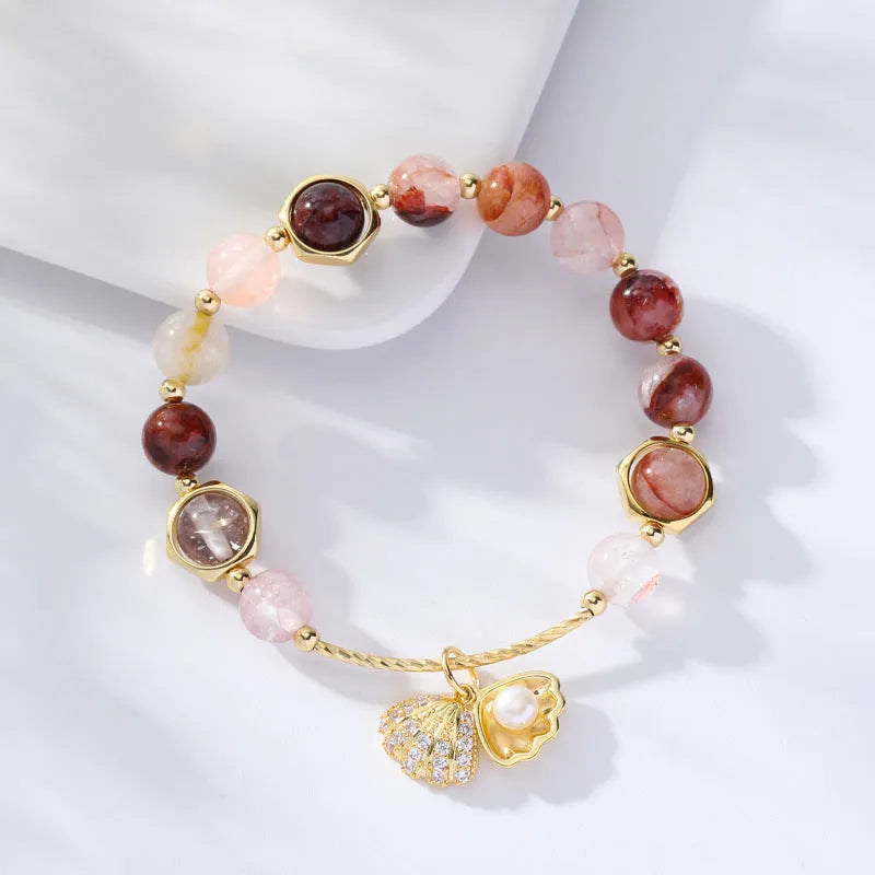Natural colourful hair crystal bracelet for women, cartoon animal style, electroplated finish