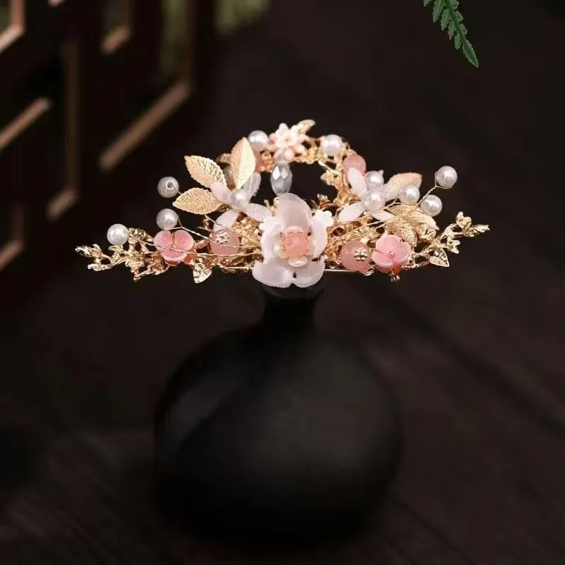 Performance Girl pink acrylic antique eyebrow hairpin set on a natural background