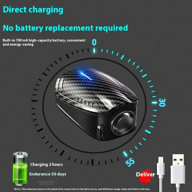 Carbon fiber pattern black car courtesy lamp with infrared induction and wireless design