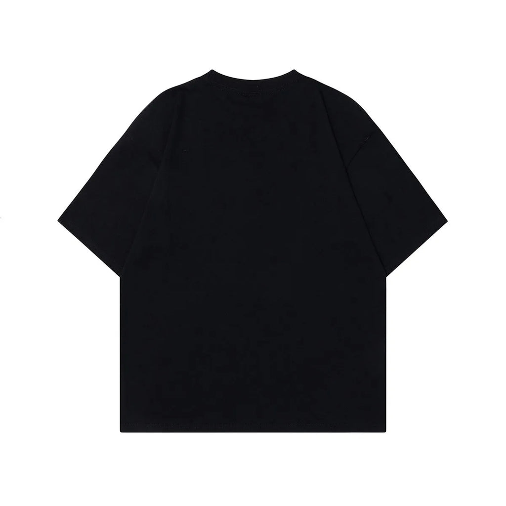 Men's short-sleeved cotton T-shirt in loose fit design available in black and grey colours
