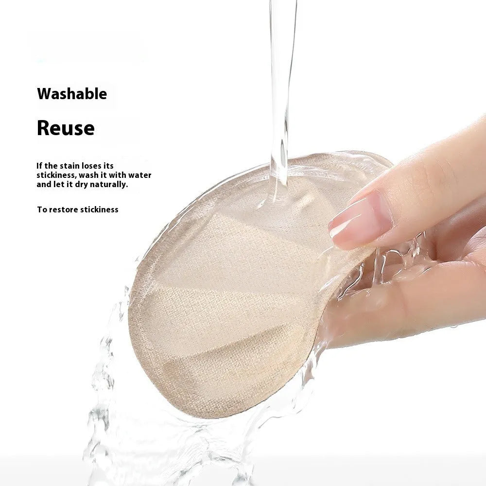Camel-coloured suede heel cushion pads with adhesive backing for sneakers