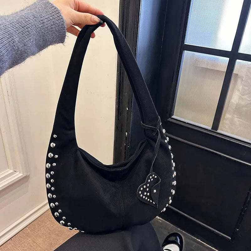 Soft plush underarm casual tote handbag in European and American retro style
