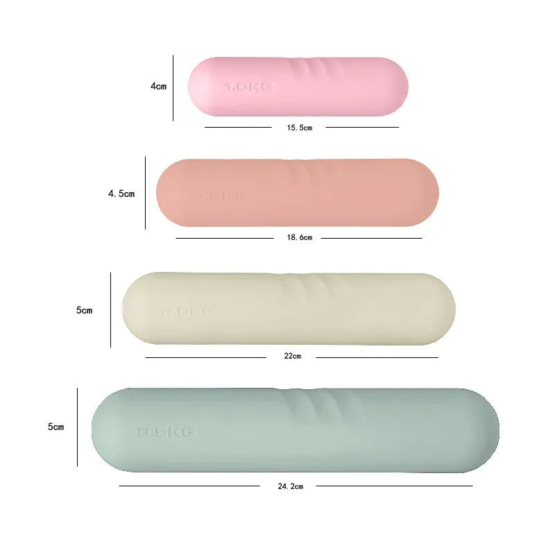 Silicone-edged hand-drawn dumbbell stick in a choice of colours and weights for fitness training.