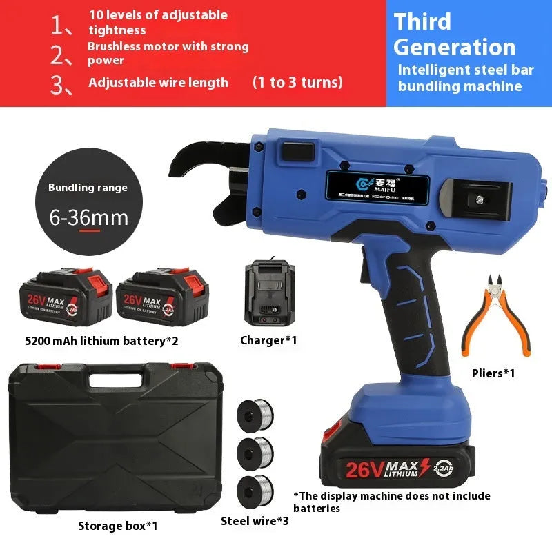 Electric steel bar tying machine for automatic rebar tying on construction sites