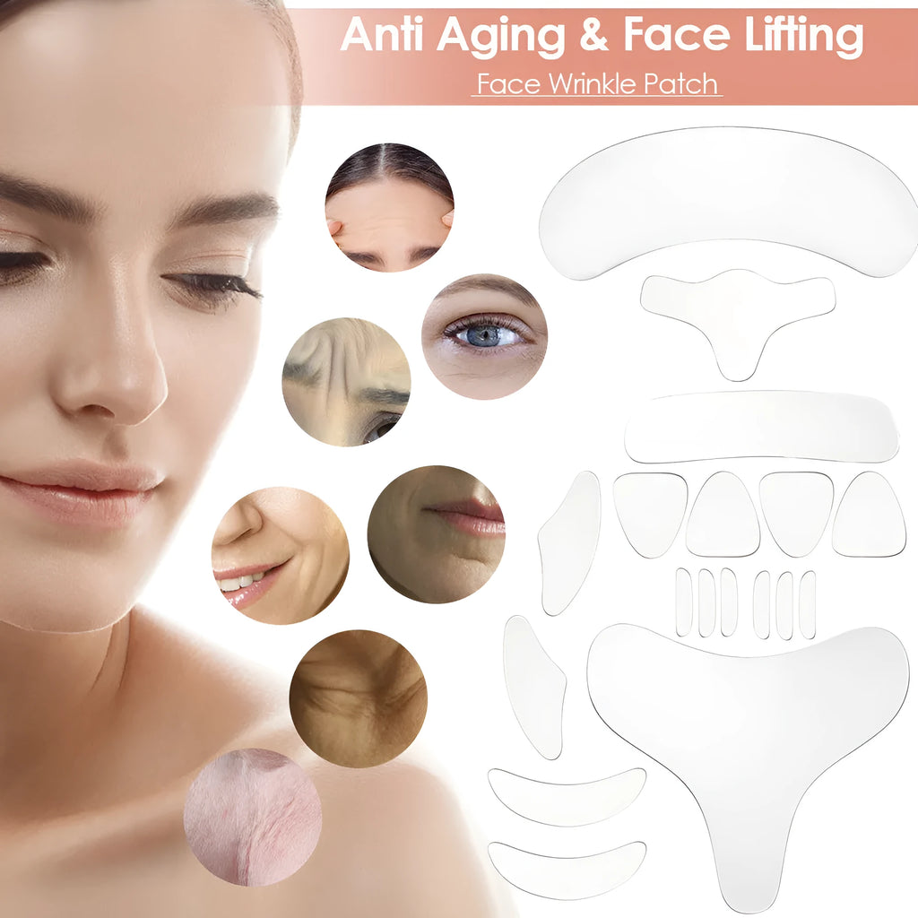 18 pack transparent skin rejuvenation beauty patches for facial care, reusable stickers for face neck and chest