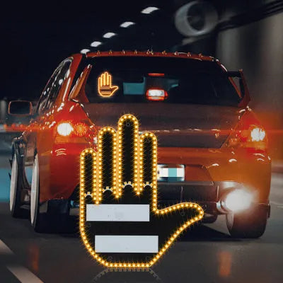 Black plastic LED gesture car light with remote control showing middle finger and other road communication symbols