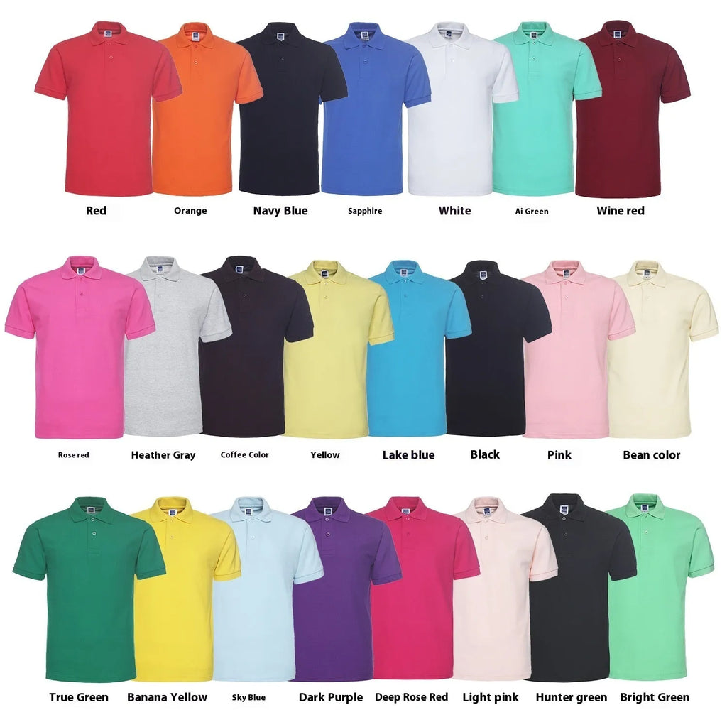 Men's solid colour lapel polo shirt in cotton blend fabric with short sleeves and loose fit