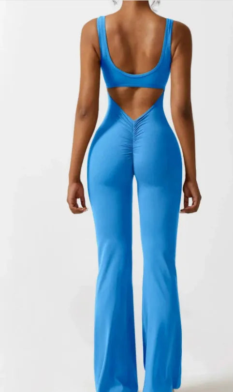 Women's milk silk seamless yoga bodysuit in mid-waist design with chest padding