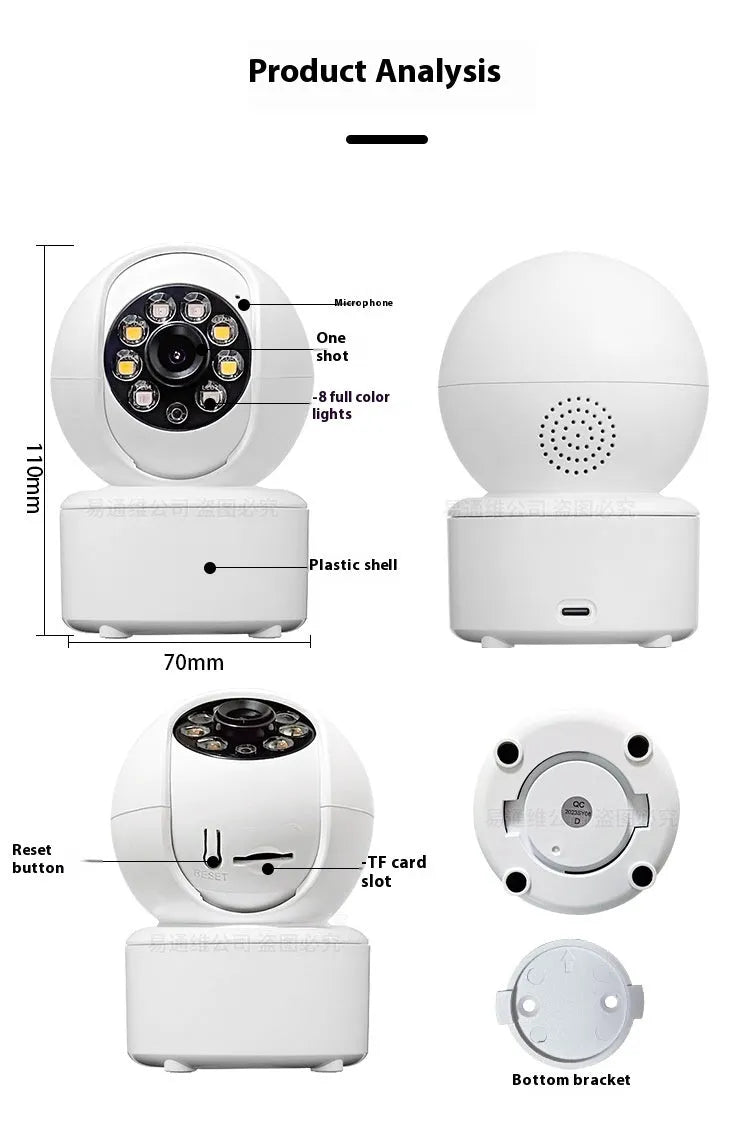 1080p HD dual-light panorama home security camera with ceiling mount bracket