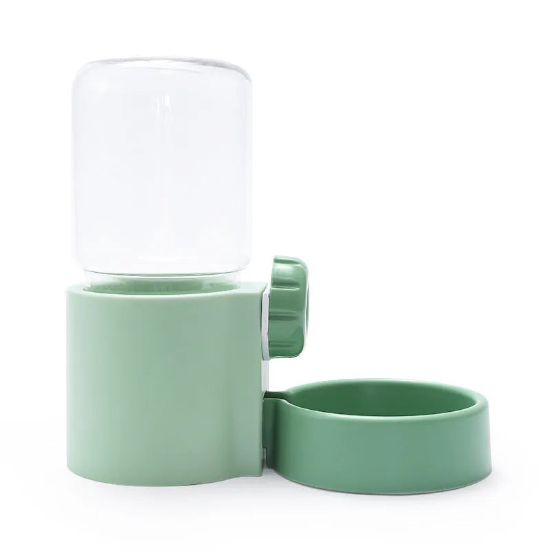 PP plastic hanging pet feeder and drinking fountain set 1.2L green grass cloud white for dogs and cats