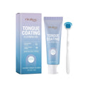 Tongue coating cleaning gel tube and separate tongue brush for oral hygiene.
