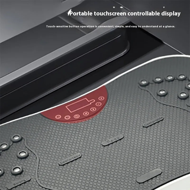 Black or pink intelligent remote control power plate for home fitness with Bluetooth and high frequency vibration.