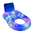 White luminous inflatable floating bed with backrest in swimming pool