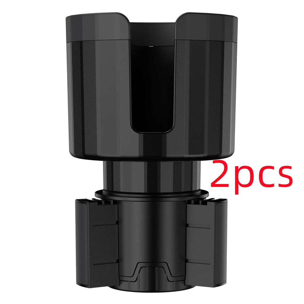 Matte black adjustable car cup holder expander for oversized bottles and large cups