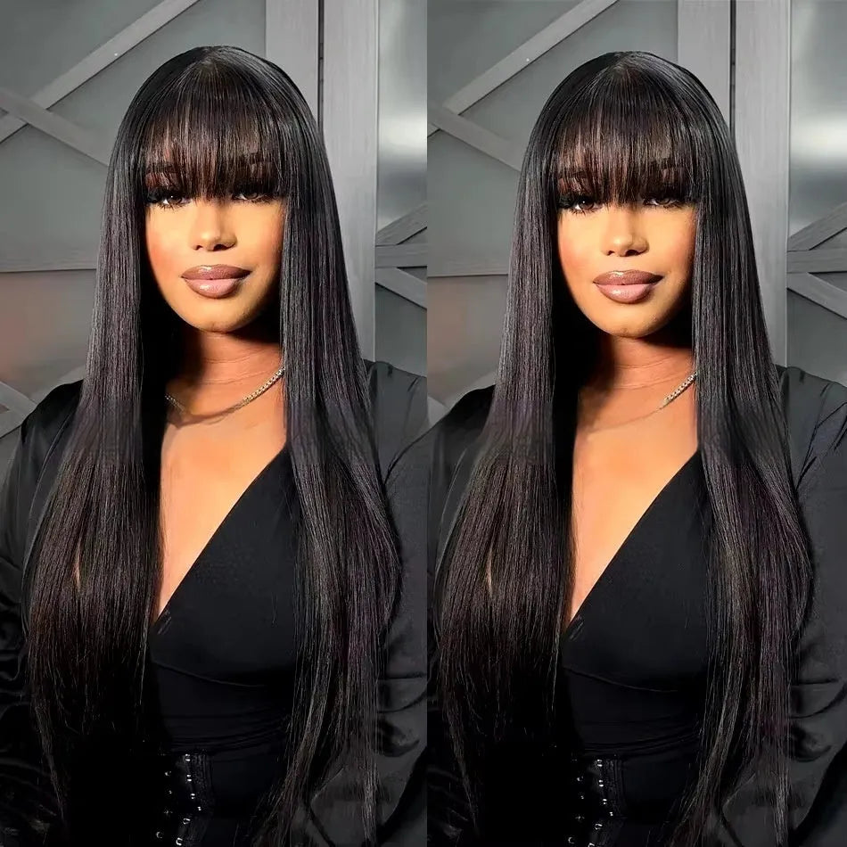 Women's natural colour full-mechanism human hair wig showing length options