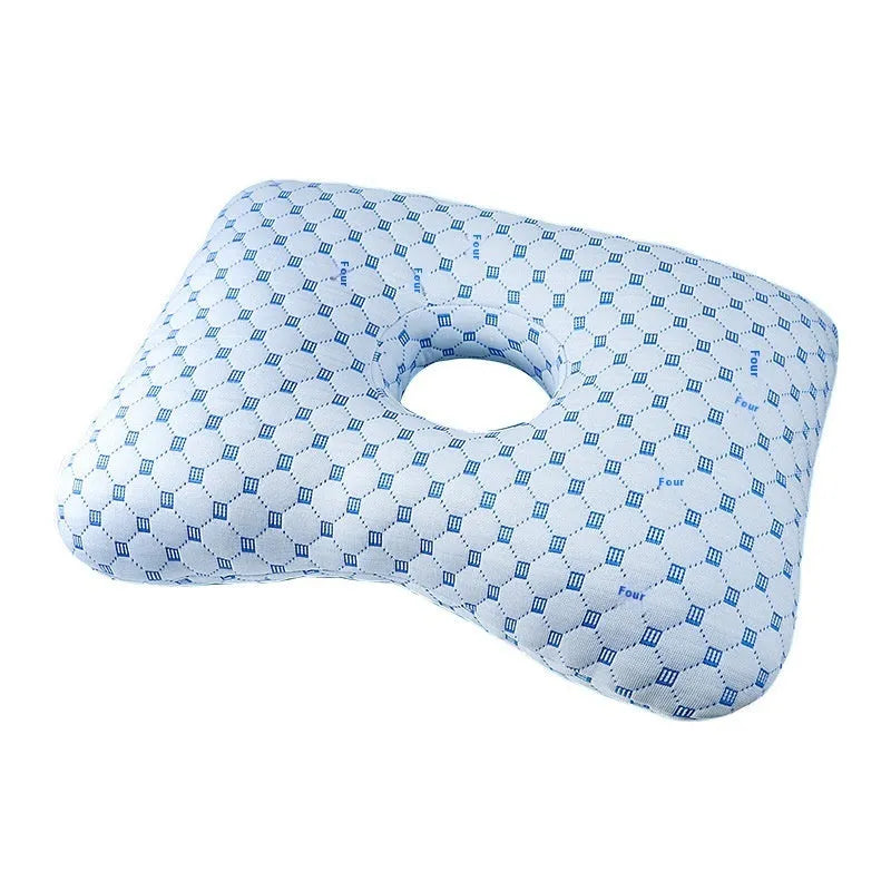 Single hole ear pillow for adults in grey, measuring 39 by 28 centimetres.