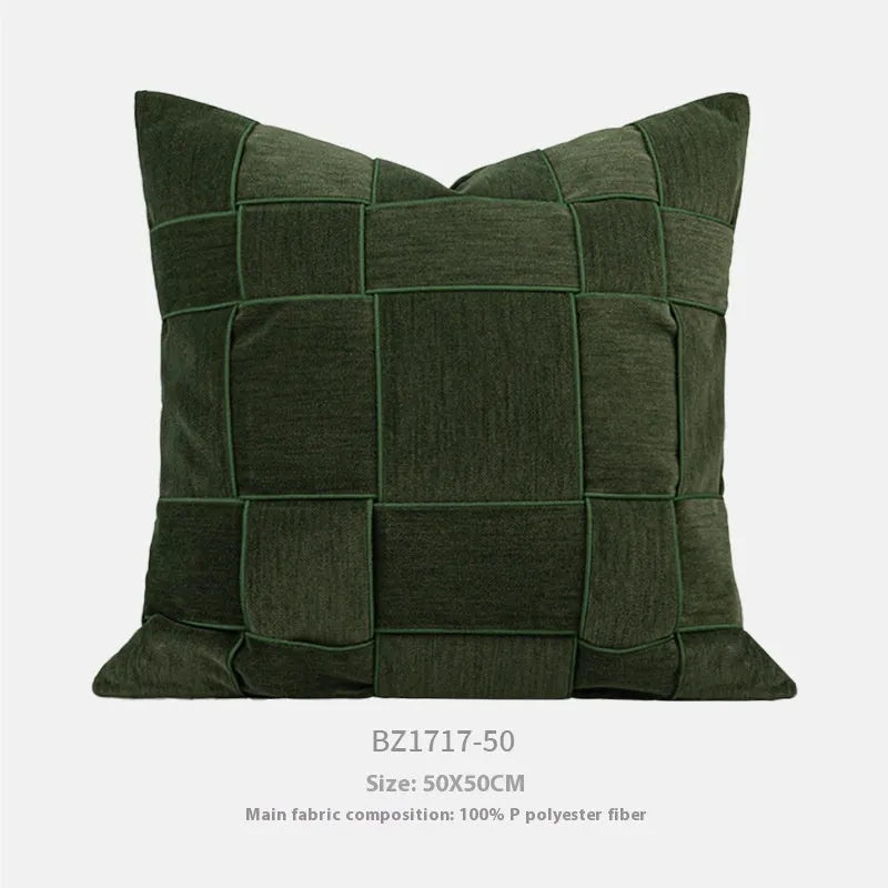 50x50cm chenille woven pillow cushion with feather velvet core in beige colour