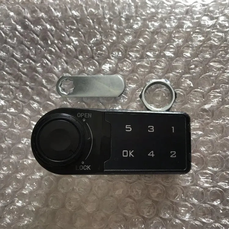 Home electronic cabinet lock in silver metal finish with screw mechanism and lock body, suitable for wooden and metal cabinets